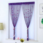rideau porte violet rose blanc coeurs tissu transparent moderne décoratif 100x200cm polyester