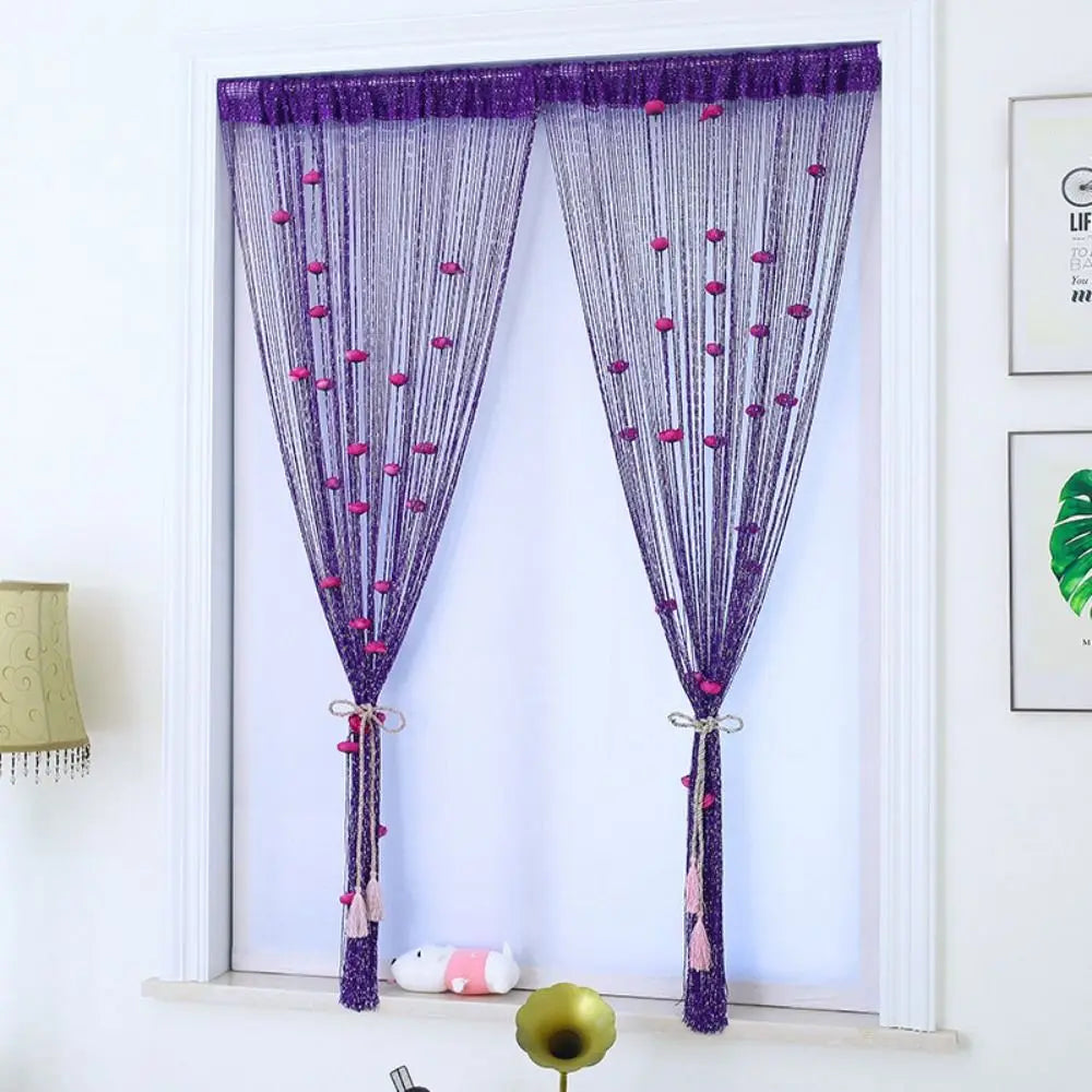 rideau porte violet rose blanc coeurs tissu transparent moderne décoratif 100x200cm polyester