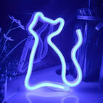 néon chat forme animaux chambre veilleuse led rose blanc moderne adhésif mur opaque