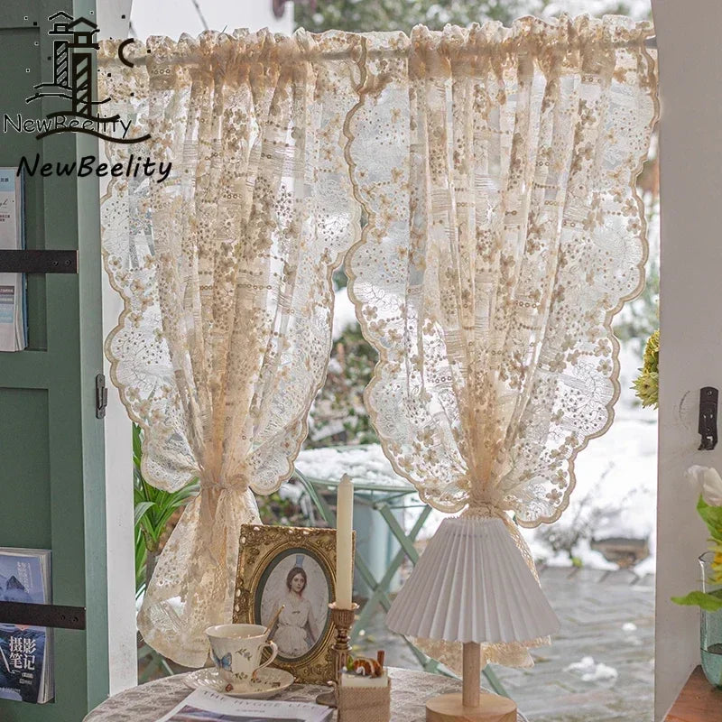 rideau tulle brodé fleur transparent classique maison chambre coucher