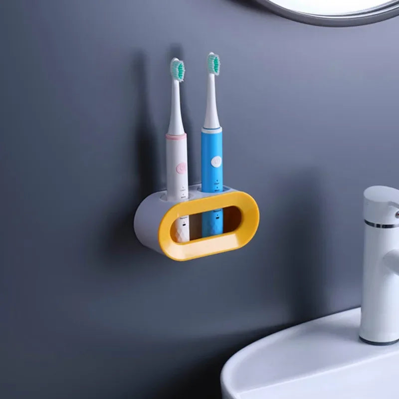 support mural adhésif moderne brosse dents électrique rose bleu blanc noir minimaliste chargeur cable