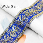ruban decoratif brode floral paillettes dorées sequins blanc polyestere ecologique