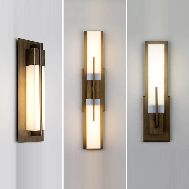 appliques murales moderne bronze géométrique minimaliste éclairage chambre salon salle manger led fixées mur