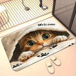 tapis sol moderne antidérapant résistant bactéries rides couleurs noires blanches motifs chats fleurs salon