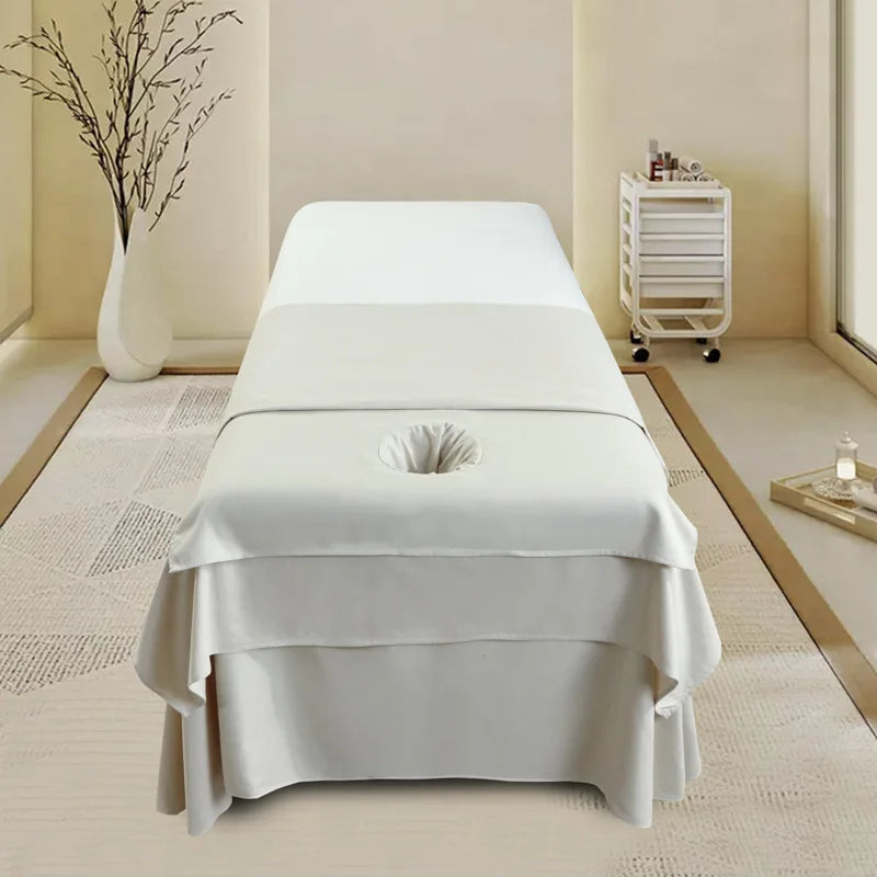 serviette tête ensemble literie salon beauté couverture drap face trou blanc minimaliste spa simple