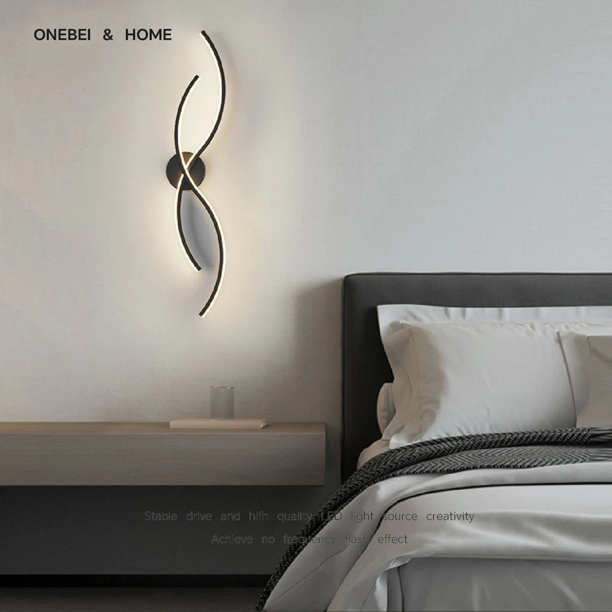 lampe murale moderne applique murale spirale abstraite noir lumière minimaliste fixée mur