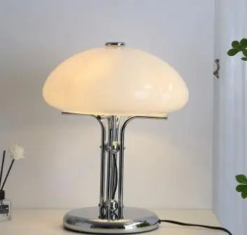 lampe table moderne orange chrome ombrelle fixée base plate câble électrique