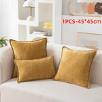 taies d'oreiller velours côtelé couleurs unies chic bordures décoratives polyester dimensions 30x50cm 45x45cm
