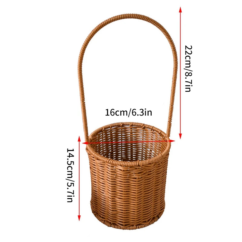 paniers osier tressés marron clair traditionnels réutilisables poignées inclusées fleurs