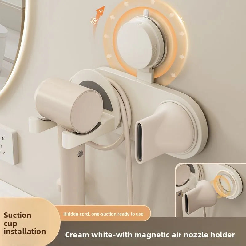 séchoir cheveux support mural ventouse moderne crème blanc imperméable métal plastique