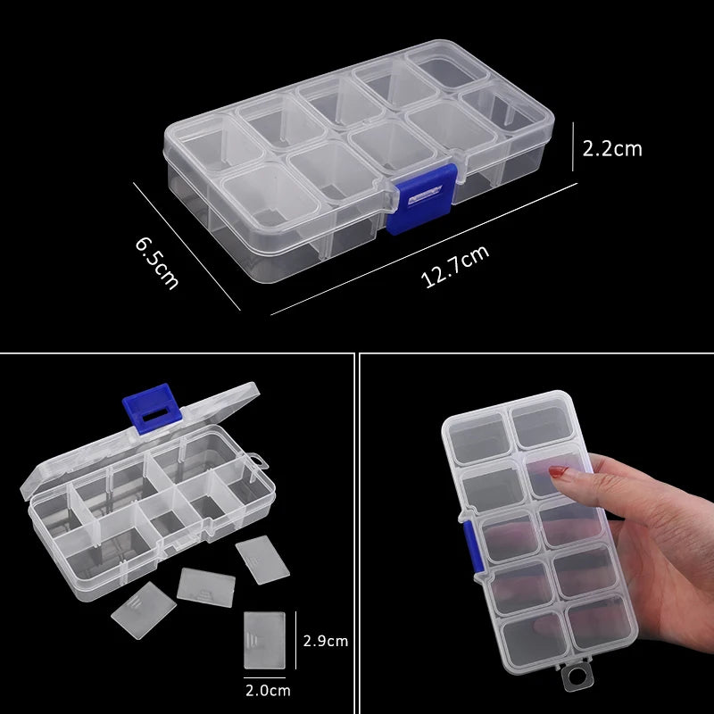 boîte rangement bijoux transparente plastique compartimentée organisateur boucles d'oreille accessoires petits objets