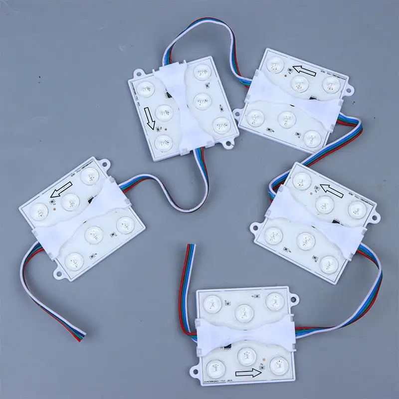 boîte lumière publicité led blanc moderne adhésif six leds câbles rouge blanc bleu variable