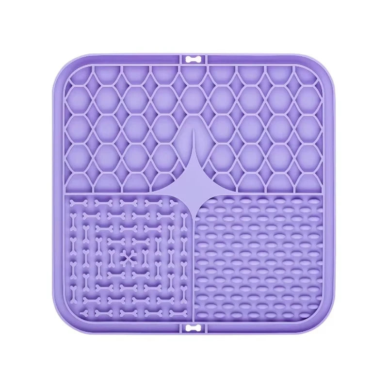 tapis nourriture animaux violet bleu vert orange gouttes d'eau succion tiges pratiques moderne