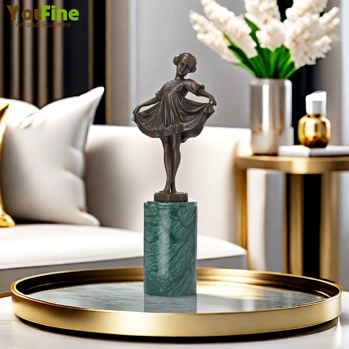 statue décorative ballerine bronze marbre base ornement maison art nouveau décoration collection cadeau