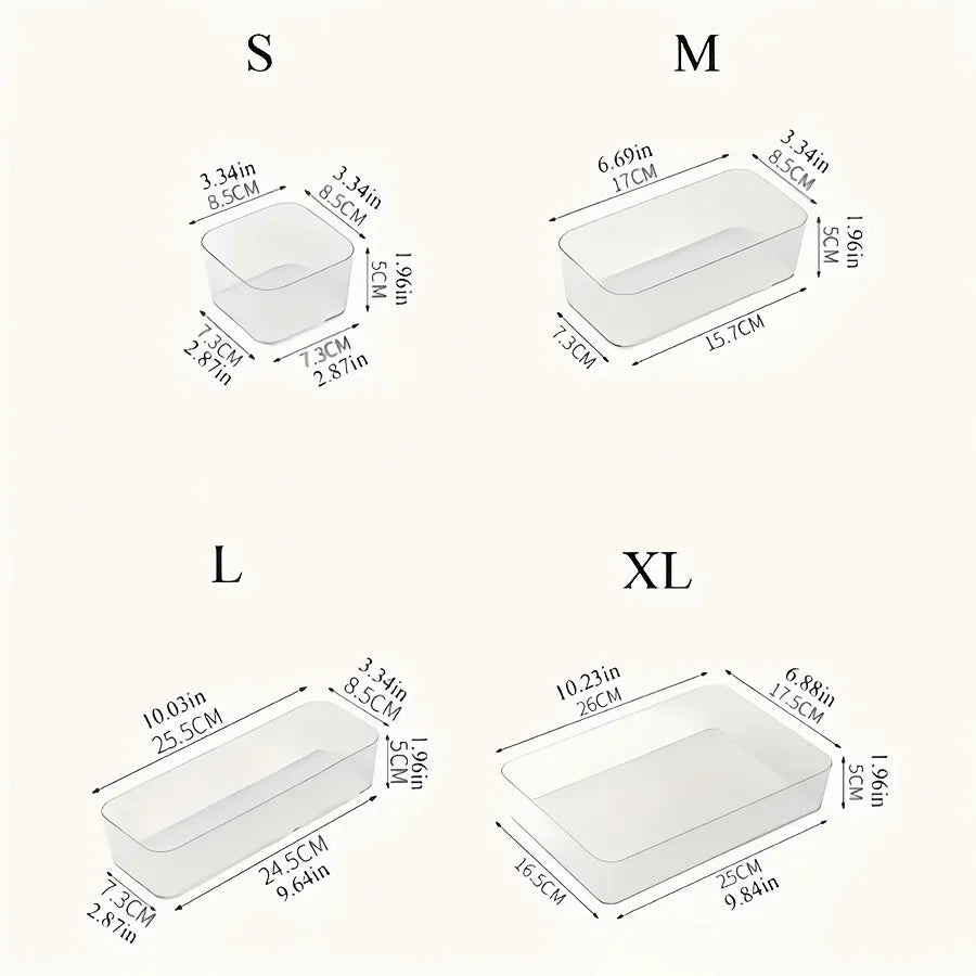 organiseur tiroir transparent compartiments multiples rangement cosmétiques réutilisable moderne sans motif