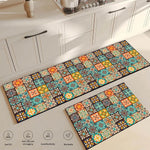 tapis sol moderne multicolore motif carreaux géométriques ethnique antidérapant intérieur cuisine salle bain