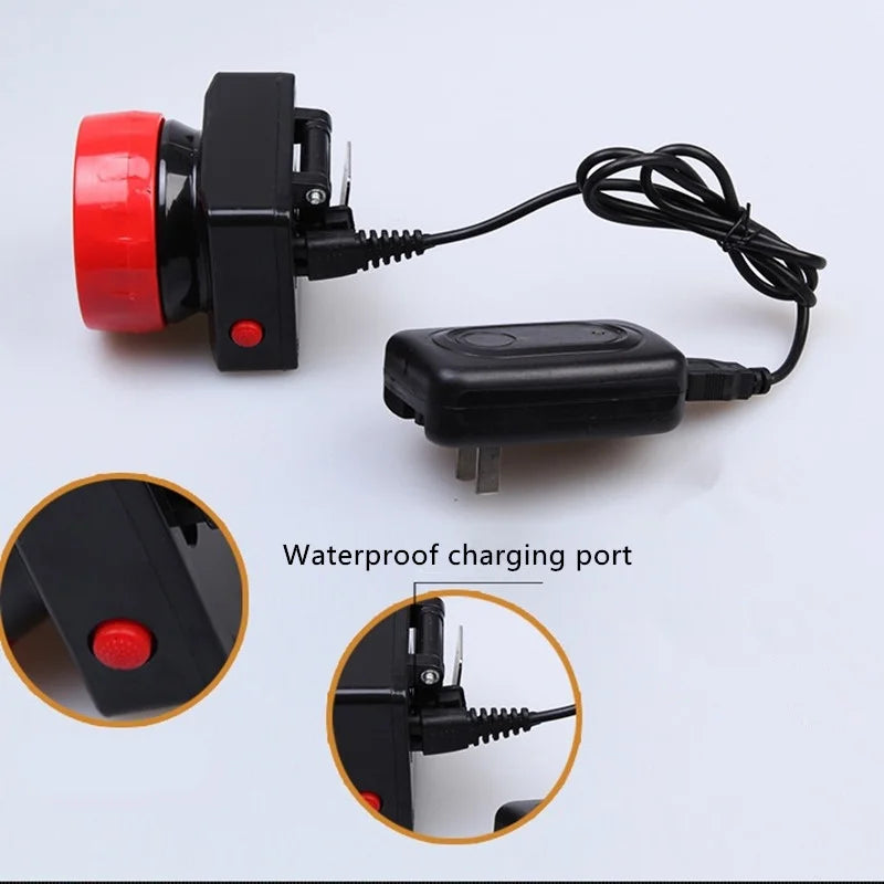 lampe frontale rechargeable rouge noire lisse moderne pratique ceinture charge étanche cable