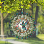 Décoration extérieure spinner métallique multicolore floral artisanal diamètre 25cm jardin balcon