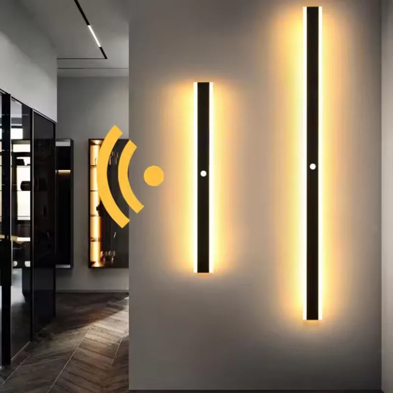 Éclairage mural LED moderne détecteur mouvement étanche IP65 noir blanc