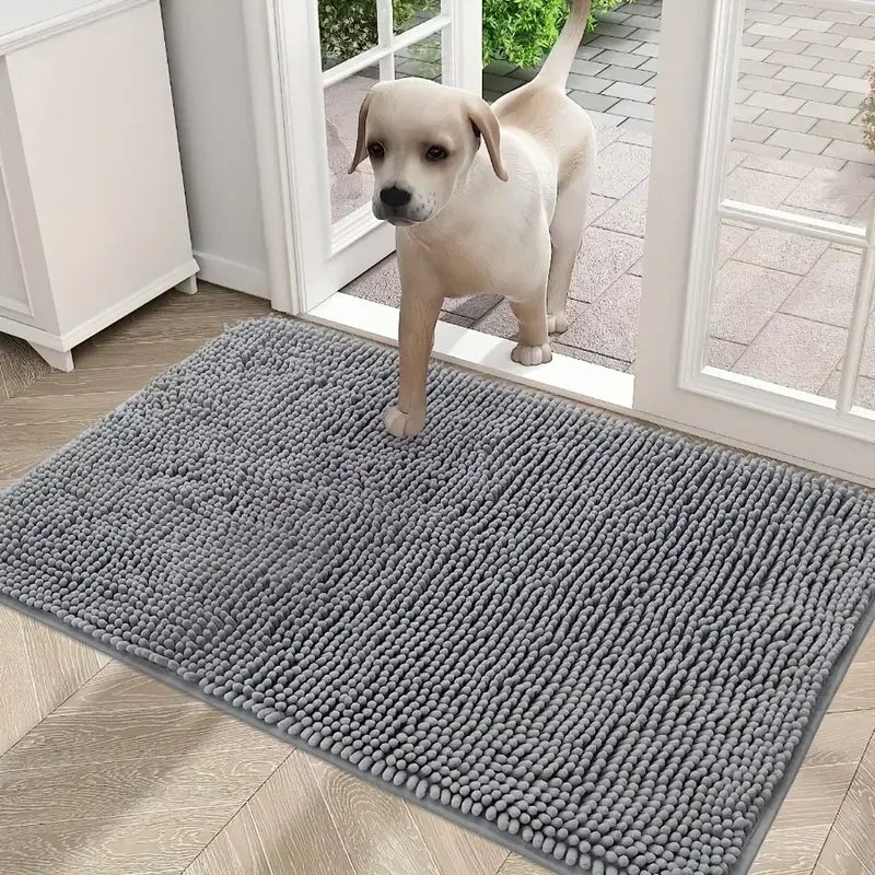 tapis absorbant bouclé gris moderne antidérapant intérieur chat chiens entrée salon