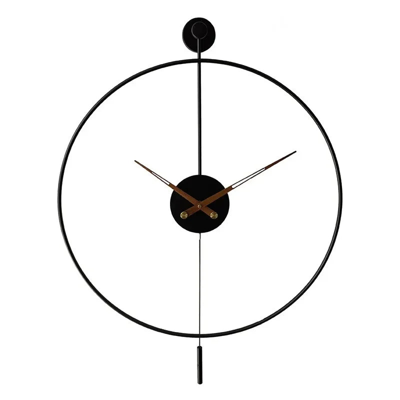 Horloge murale moderne avec anneau unique en salon