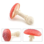 champignons décoratifs résine marron rouge lisses réels jardin decoration pointillés adultes