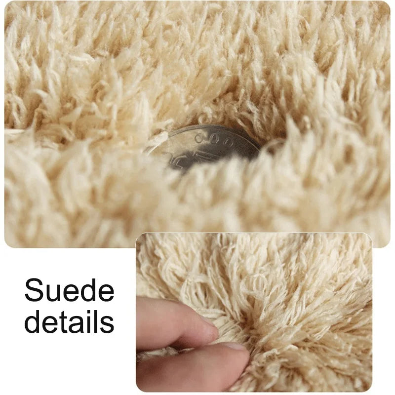 tapis doux décoration intérieure moderne gris beige salle bain antidérapant poils suède