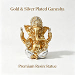 statue ganesha or argent résine détails complexes spirituel décoratif maison salon