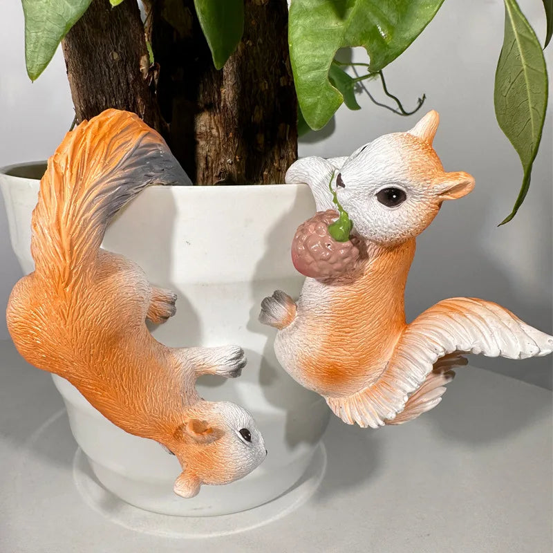 figurines écureuils orange résine réalistes décoration extérieure balcon jardin naturelle animaux