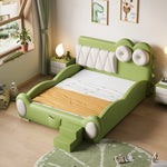 lit enfant vert clair simili cuir crocodile contemporain table chevet tapis jouets bois chambre