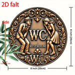 plaque decorative wc art deco bronze personnages humoristiques motifs floraux chambre bain