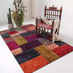 tapis boho ethnique géométrique moderne polypropylène polyester patchwork rouge marron noir beige bleuextérieur chambre
