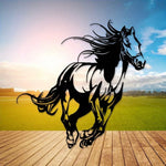 décoration murale cheval galopant art contemporain noir adhésif salon patio unique moderne