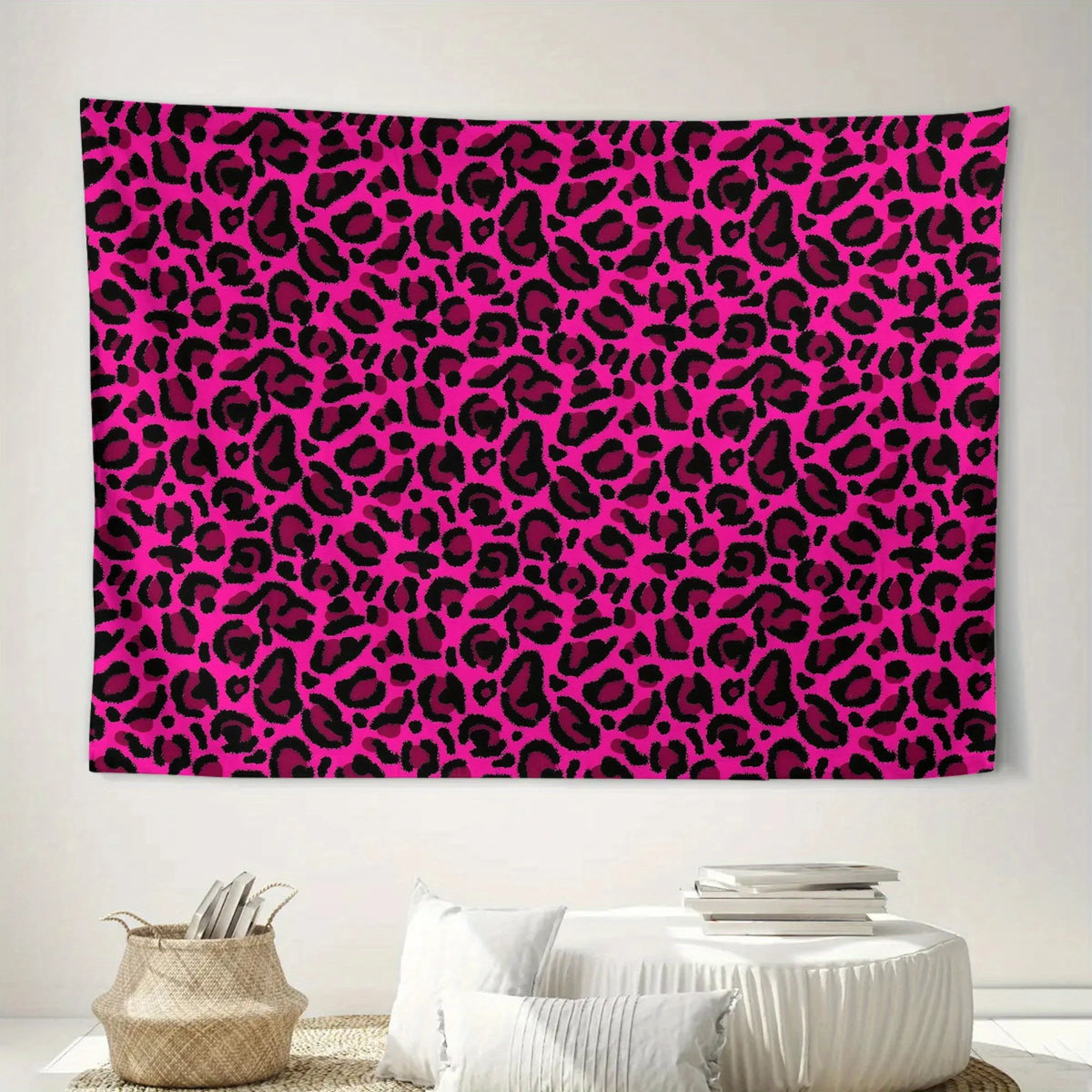 tapisserie imprimée léopard rose moderne salon chambre décoration murale polyestère lavable