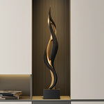 décoration moderne sculpture or noir abstraite contemporaine maison living room led éclairage