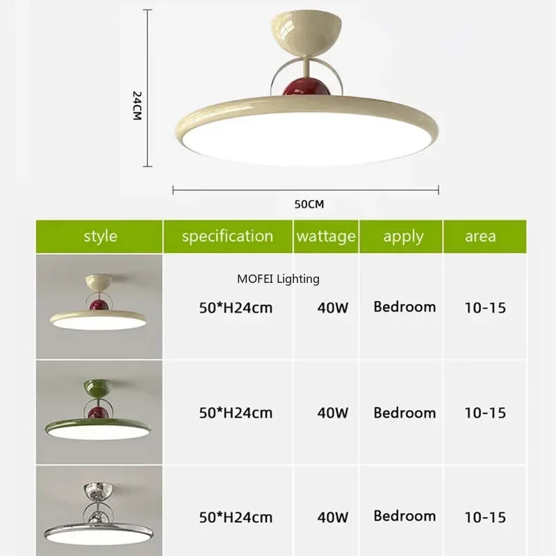 lampe moderne ronde acrylique vert blanc rouge 50h24cm led