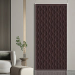rideau porte marron gris hexagones moderne insonorisation isolation thermique fermeture magnétique crochets