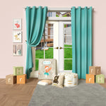 tringle rideaux extensible moderne blanc bleu turquoise rideaux opaques anneaux clips supports muraux