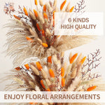bouquet fleurs séchées boho beige orange brunes plumes feuilles naturel vase blanc plateau bois
