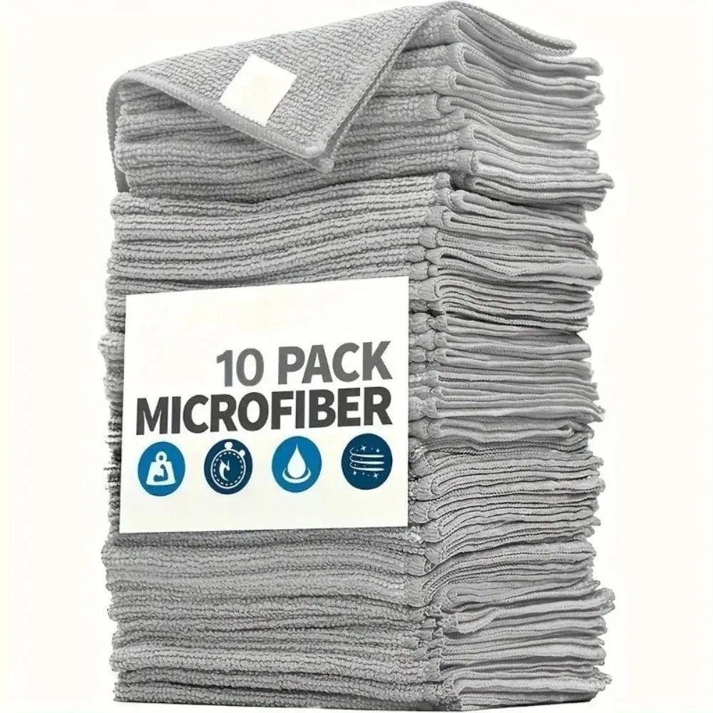 serviettes microfibres gris clair absorbantes douces pratique pack 10pcs TEXTURE microfibre opaque utilitaire