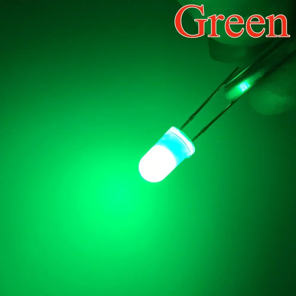 Diodes led bleu vert rouge blanc chaud blanc 5mm diffusées 1000 pièces nouvelle condition