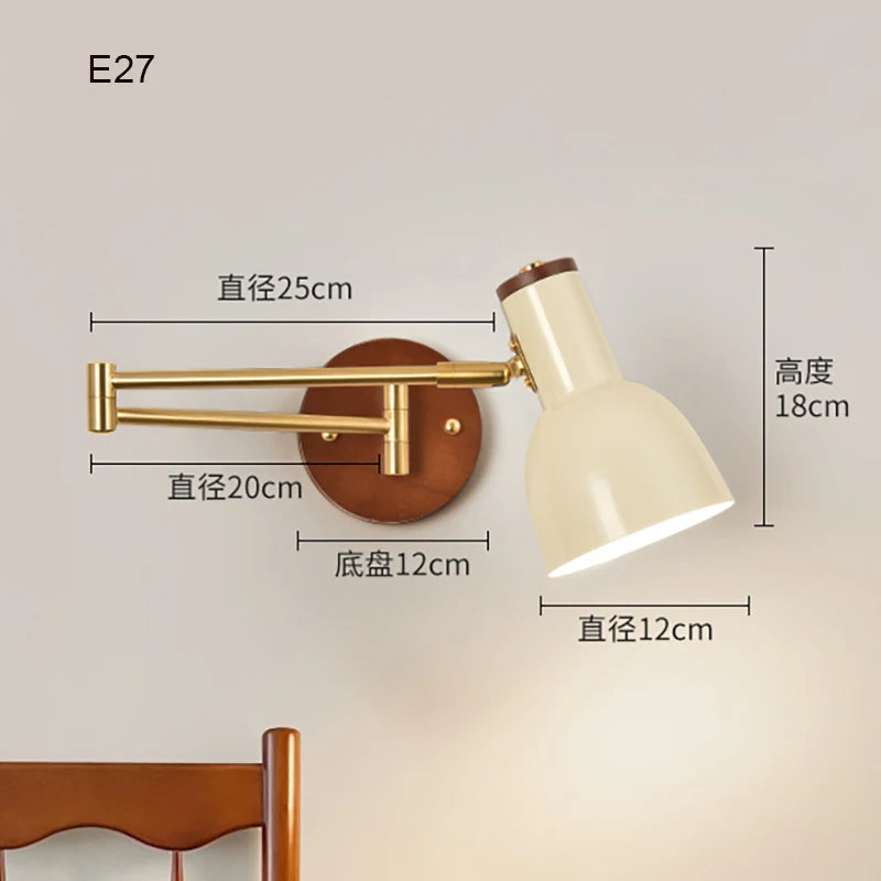 lampe murale moderne articulée bois doré éclairage lecture chambre contemporaine fixée E27