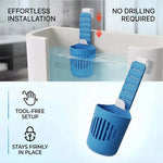 brosse toilette bleu noir crochets ajustables texture lisse moderne pratique