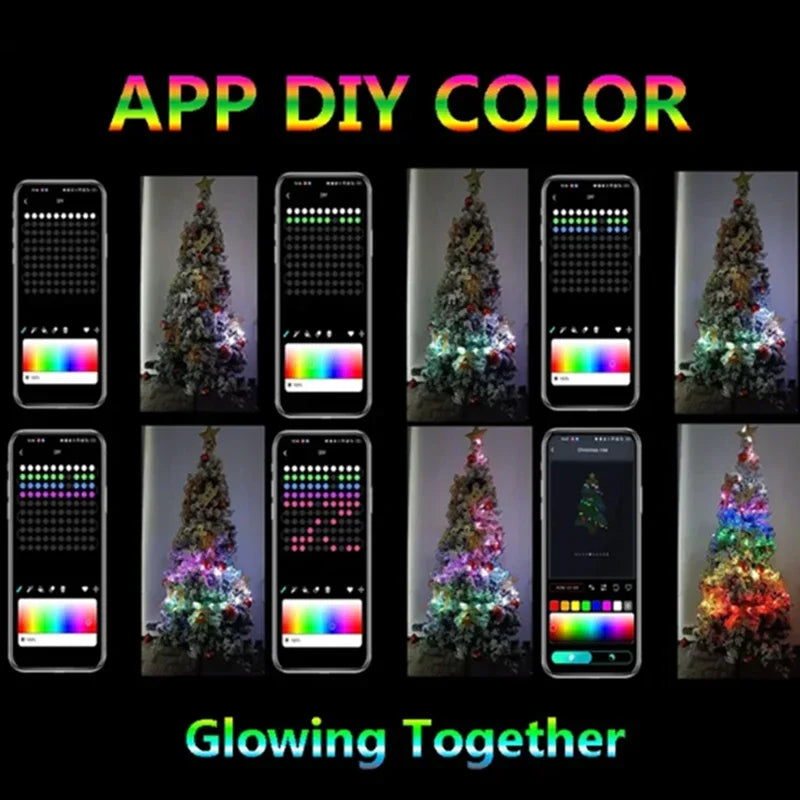 guirlande lumineuse multicolore led bluetooth décoration moderne noël salon points lumineux contrôleur ir app