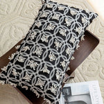 coussin noir blanc brodé géométrique moderne fixé 45x45cm décoration