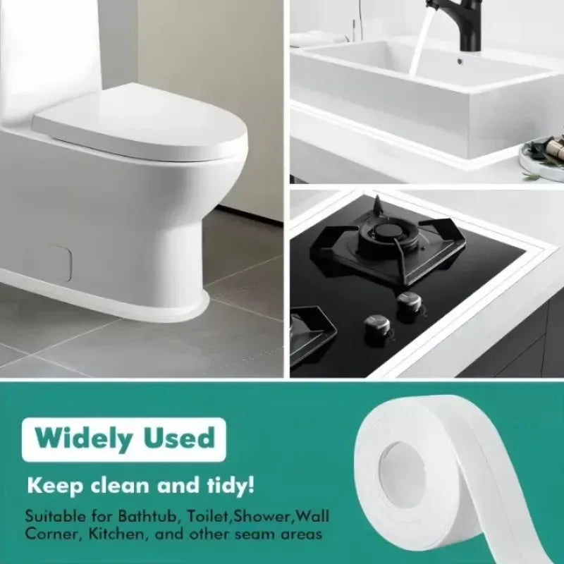 ruban adhésif joint étanche imperméable anti moisissure salle bain cuisine évier bordure silicone