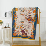 couverture bain coton fleur bleue jaune rapide absorbante machine ethnique traditionnelle