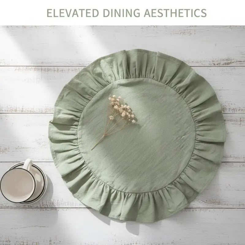 serviettes table modernes rustiques couleurs vert rose bleu clair volants douces soyeuses