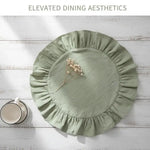serviettes table modernes rustiques couleurs vert rose bleu clair volants douces soyeuses