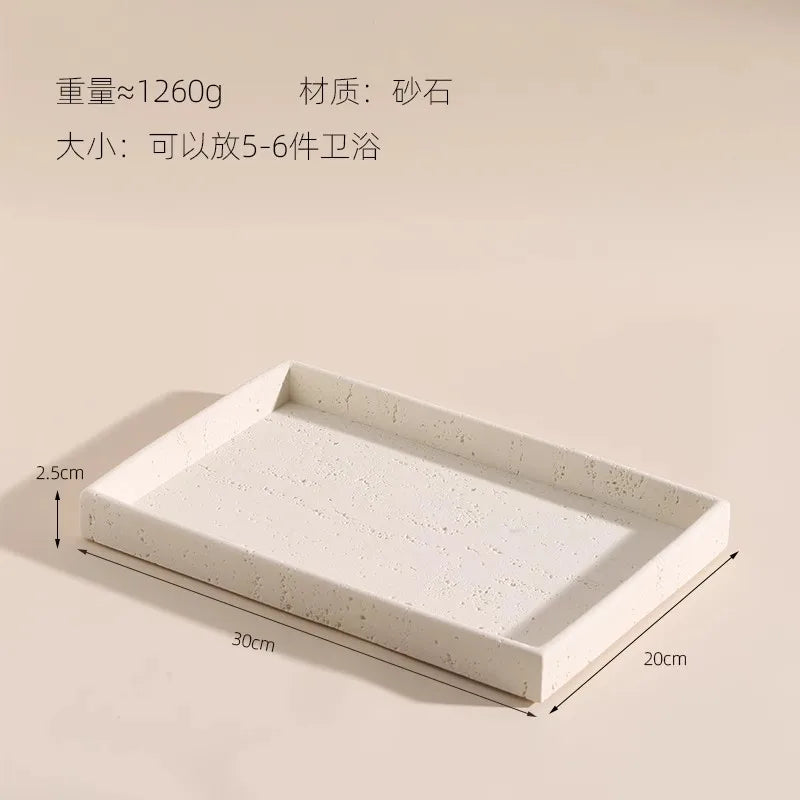 ensemble salle bain moderne brosse dents pot dentifrice distributeur savon blanc crème grain ciment
